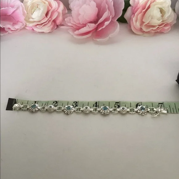 STERLING BYZANTINE TOPAZ BRACELET - Picture 3 of 9